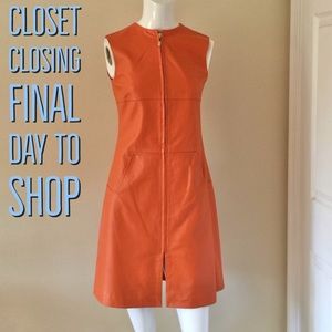 Raoul Orange Leather Sleeveless Dress Sz 2